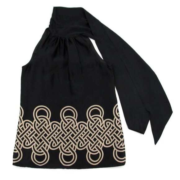 Banana Republic Silk Tie Neck Halter Top Womens Small Black Y2K Office Glam - Picture 3 of 12